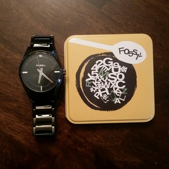Fossil Black Diamond Watch 
